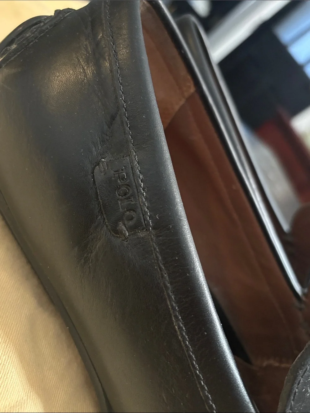 Polo by Ralph Lauren Black Leather Penny Loafers